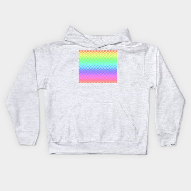 Rainbow Ombre Checkered Pattern Kids Hoodie by saradaboru